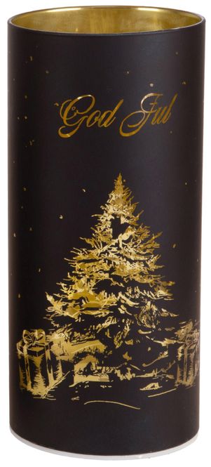 Hovedbilde Lyslykt m/LEDlys - God jul (sort)
