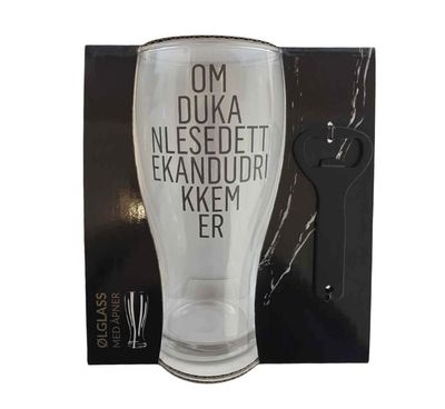 Ølglass m/åpner i gaveeske